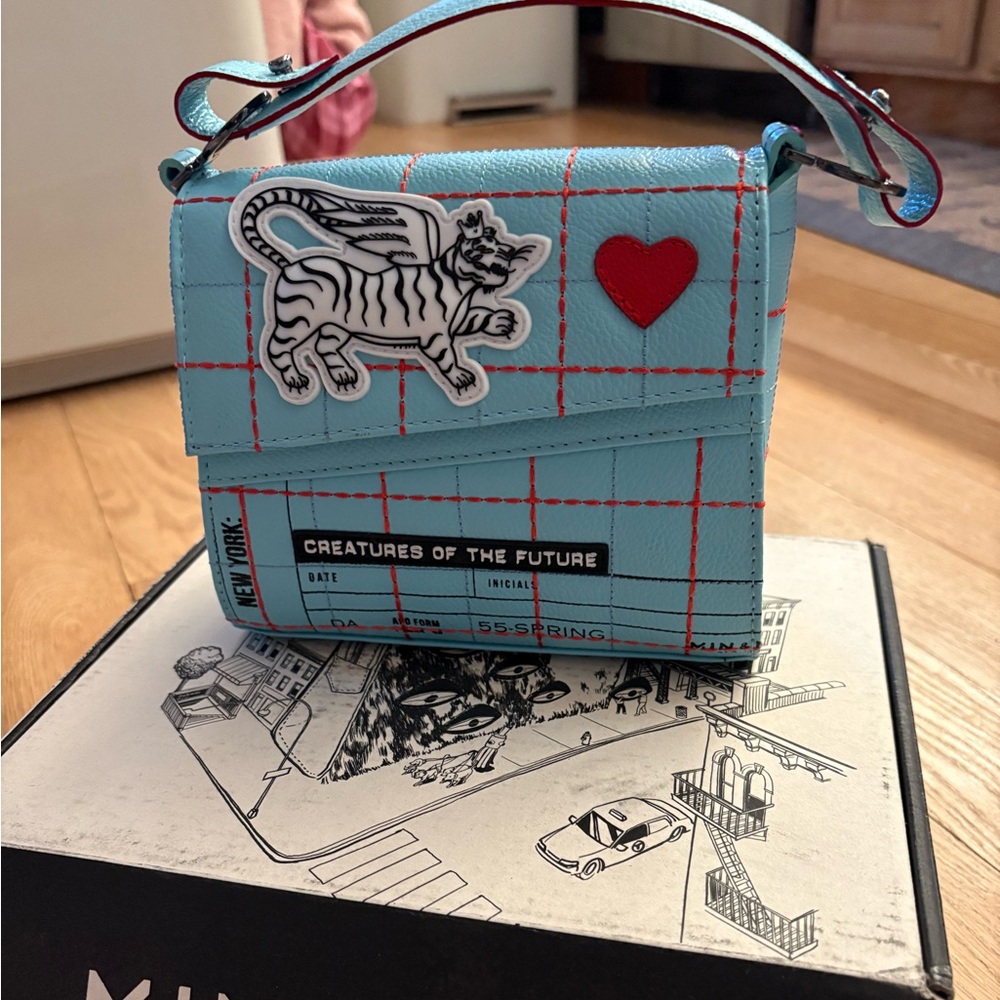 Min & Mon Light Blue Bag with Tiger and Heart